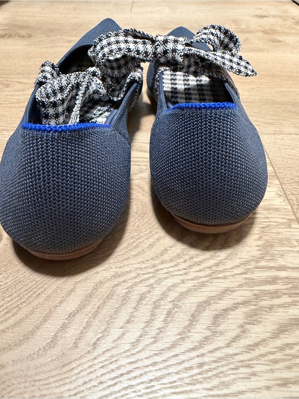 Rothy’s gingham Mary Jane pointed toe flats and navy blue - Picture 3 of 6